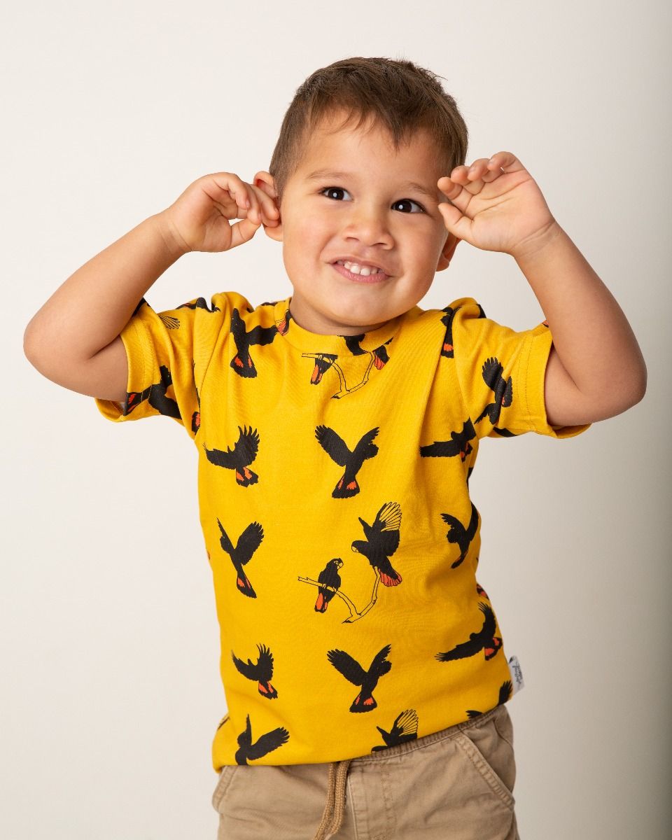 Gang Gang | Black Cockatoo | Mustard | Kids Tee | Made in Australia ...