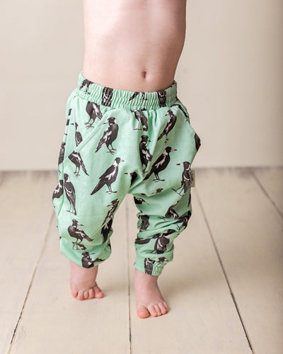 Magpie Pants | Organic Cotton Harem pants for kids aged 000 to 4 | Australian made | Dusty Road Apparel - Dusty Road Apparel