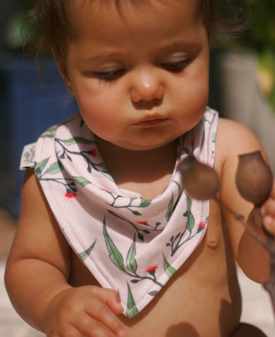 Organic baby bibs Australia | Blossoms bandana bib | 0 - 2yrs - Dusty Road Apparel